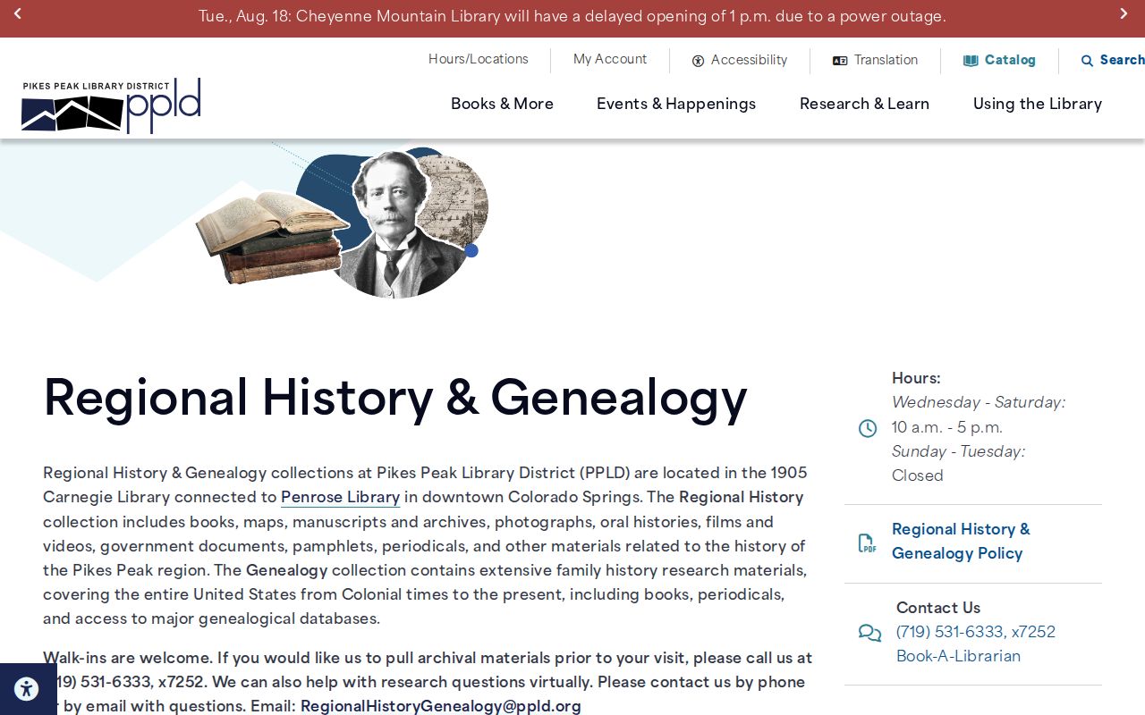 El Paso County residents directory Pikes Peak Library history collection