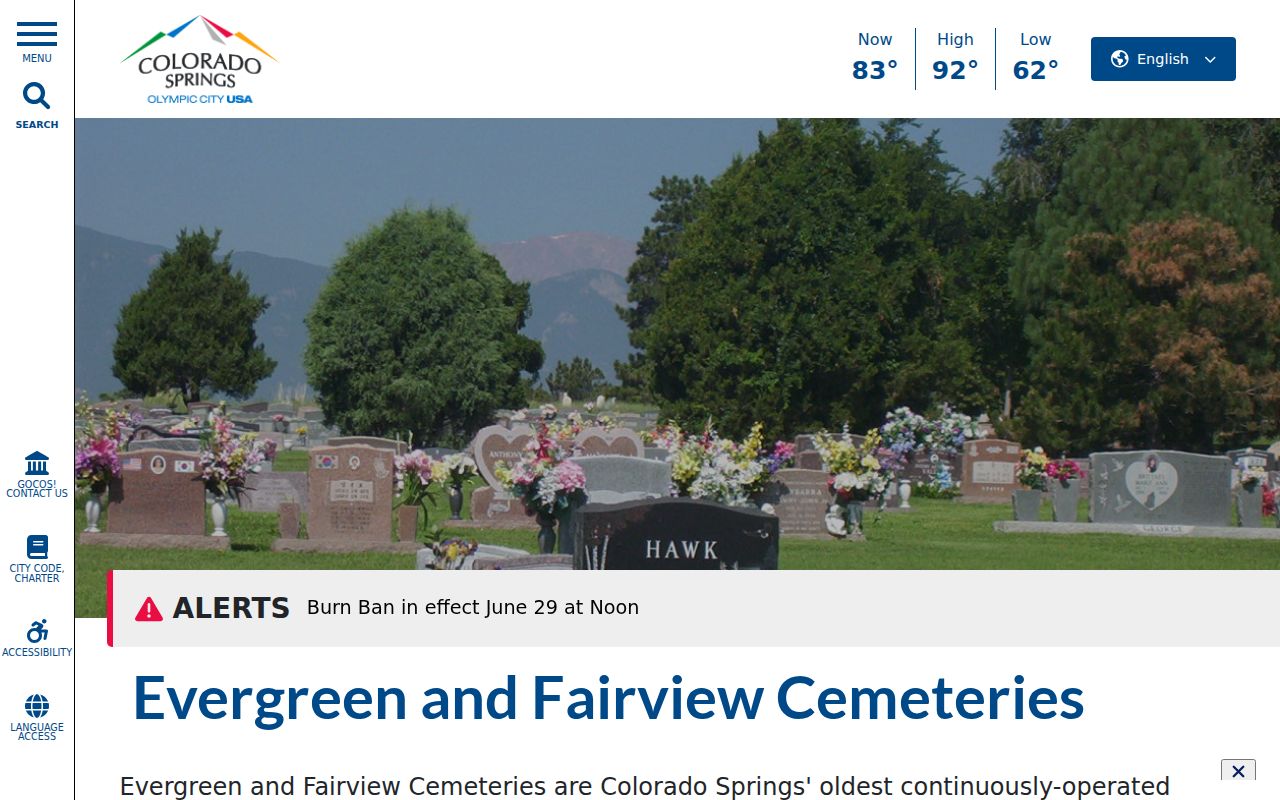El Paso County neighbors Colorado Springs cemetery resources