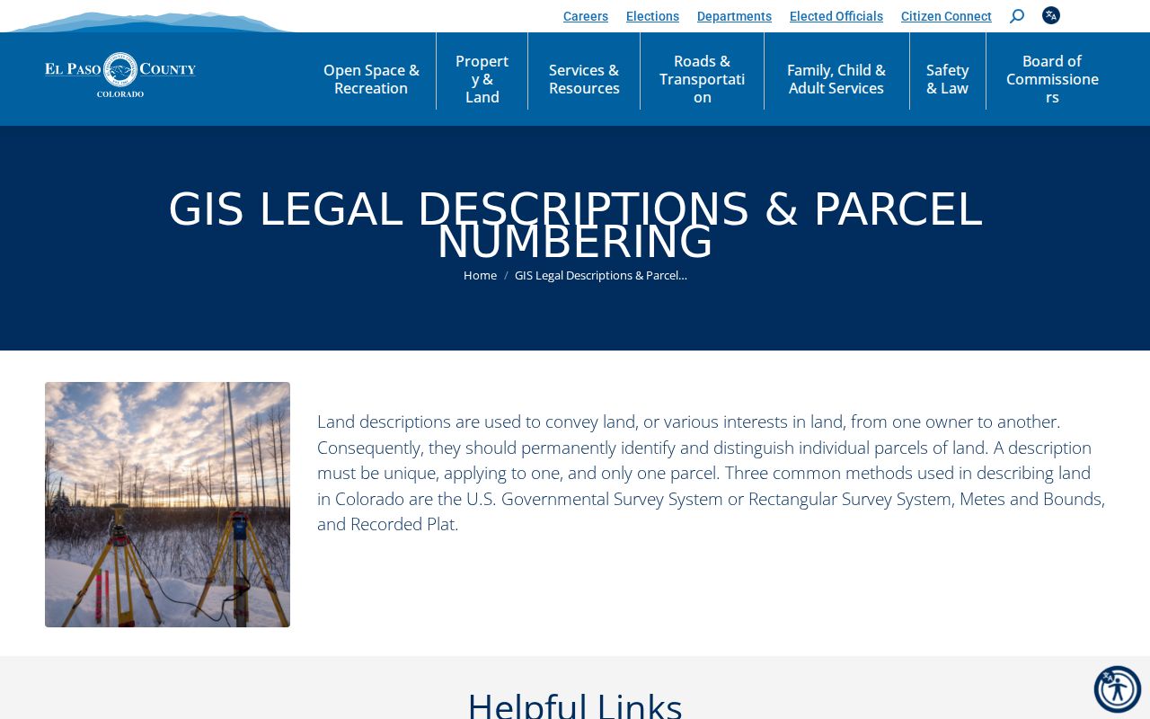 El Paso County previous residents legal descriptions and parcel numbering
