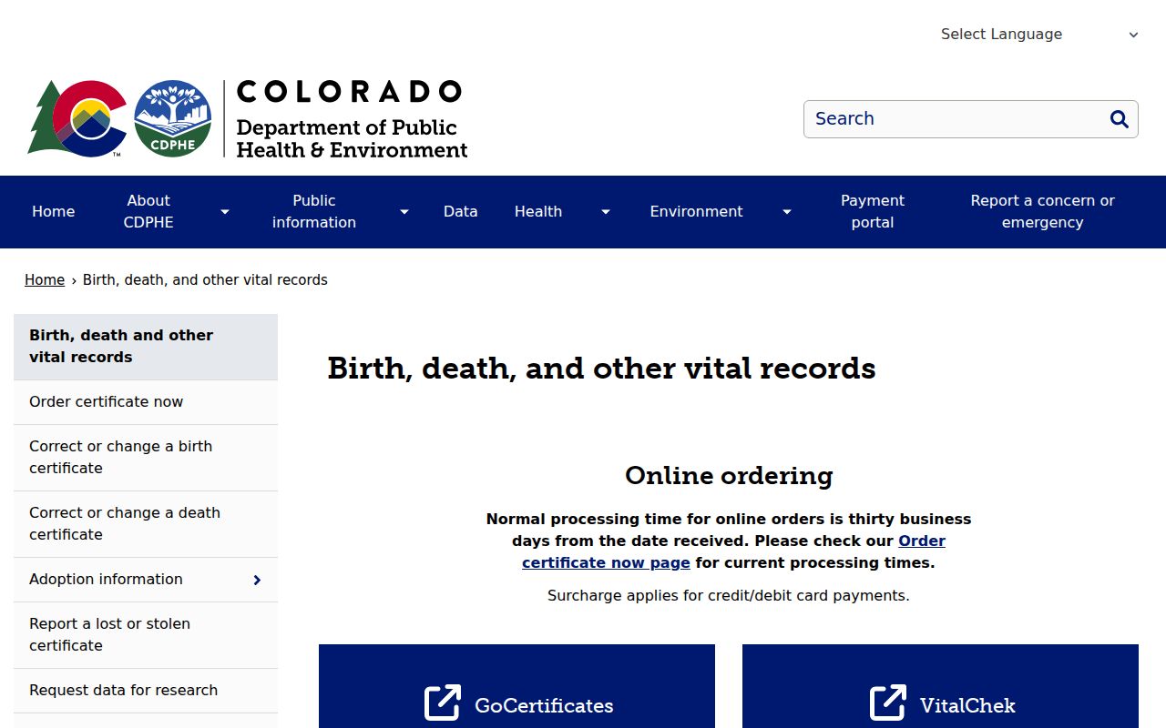 El Paso County resident lookup Colorado vital records access