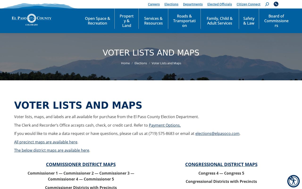 El Paso County resident lookup voter lists and maps