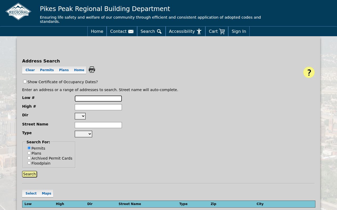 El Paso County street directory building permit address search